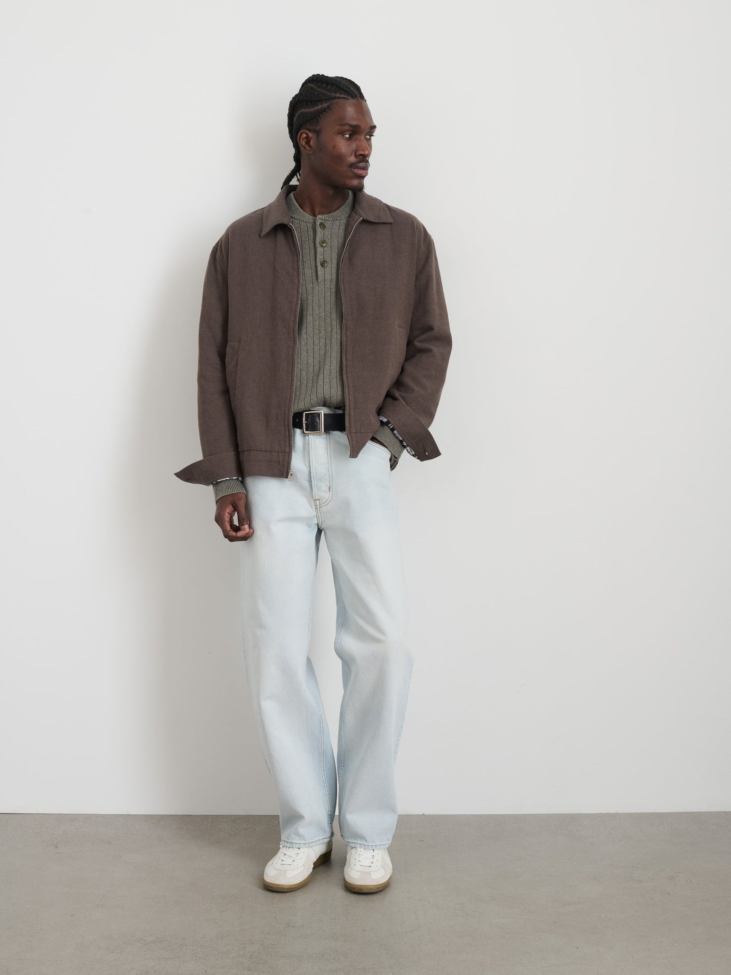 Alex Mill Sam Jacket In Cotton Linen Olive/Brown