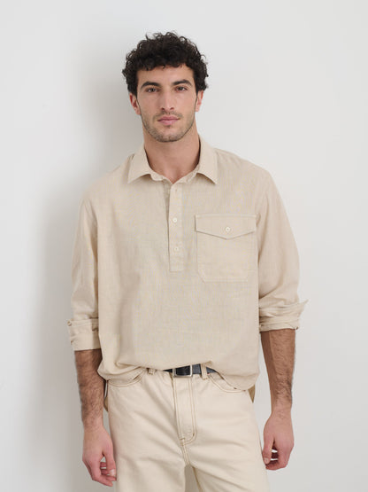 Alex Mill Carter Popover In Cotton Linen Ecru