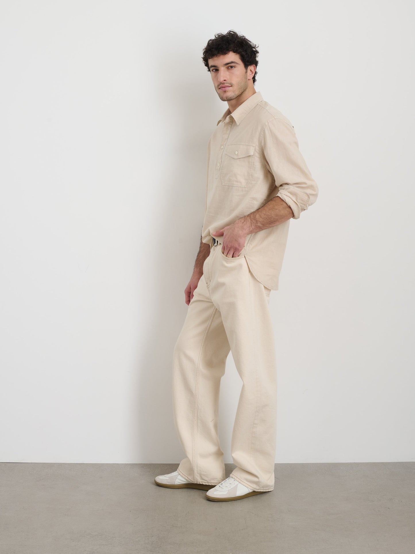 Alex Mill Carter Popover In Cotton Linen Ecru