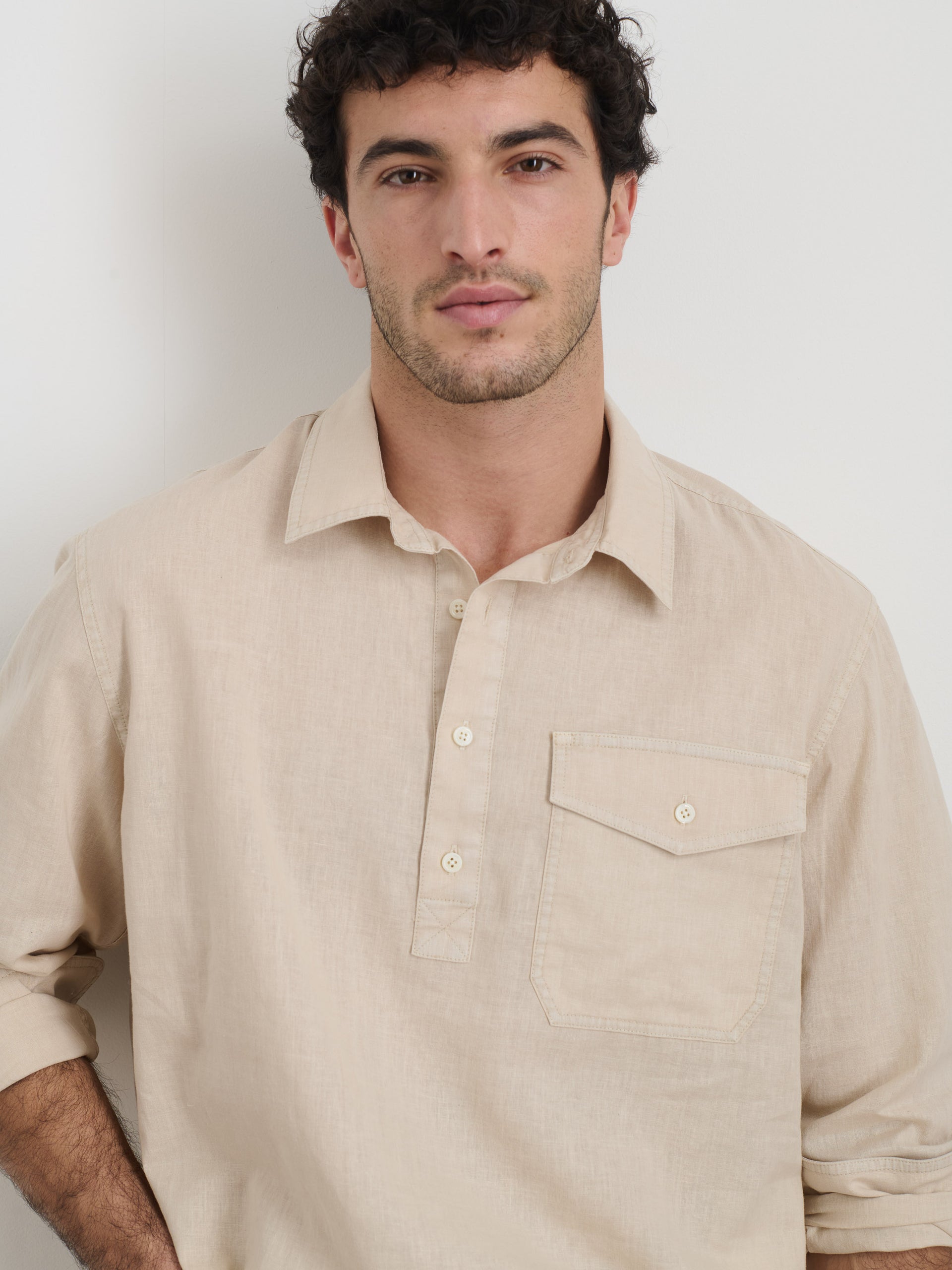 Alex Mill Carter Popover In Cotton Linen Ecru