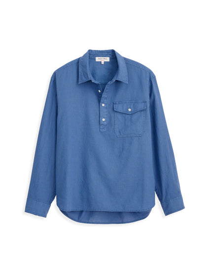 Alex Mill Carter Popover In Cotton Linen Pacific