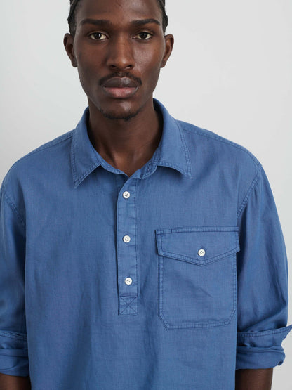 Alex Mill Carter Popover In Cotton Linen Pacific