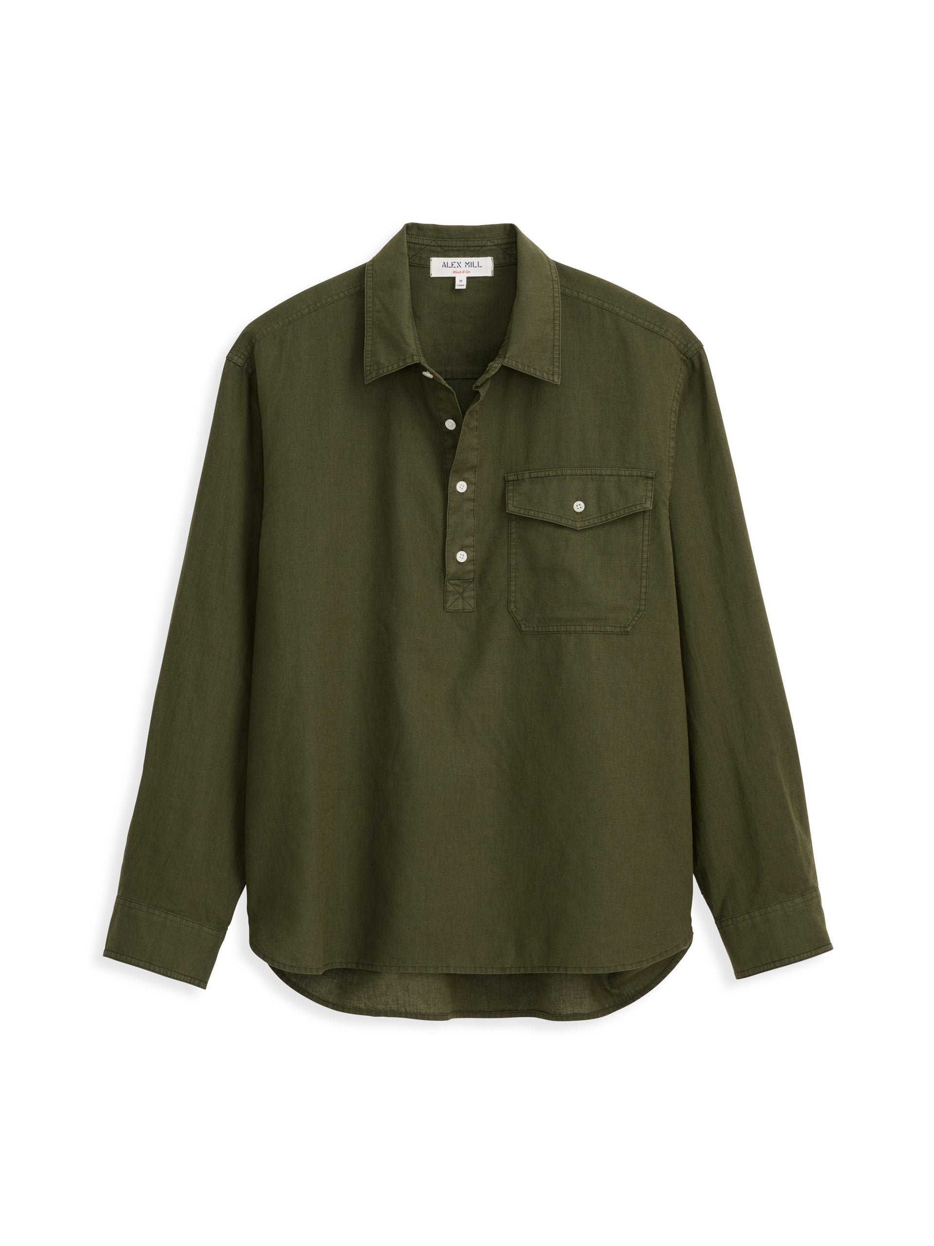 Alex Mill Carter Popover In Cotton Linen Surplus Green