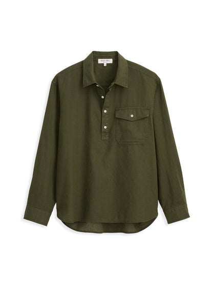 Alex Mill Carter Popover In Cotton Linen Surplus Green