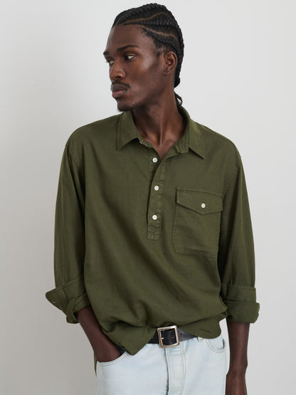 Alex Mill Carter Popover In Cotton Linen Surplus Green