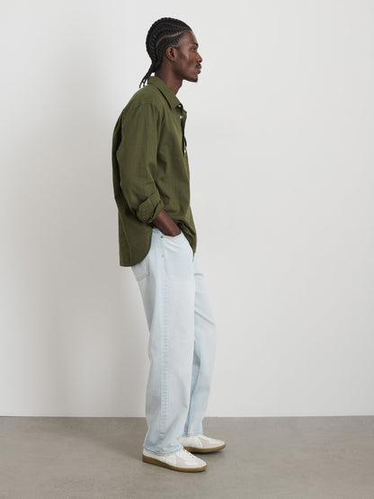 Alex Mill Carter Popover In Cotton Linen Surplus Green