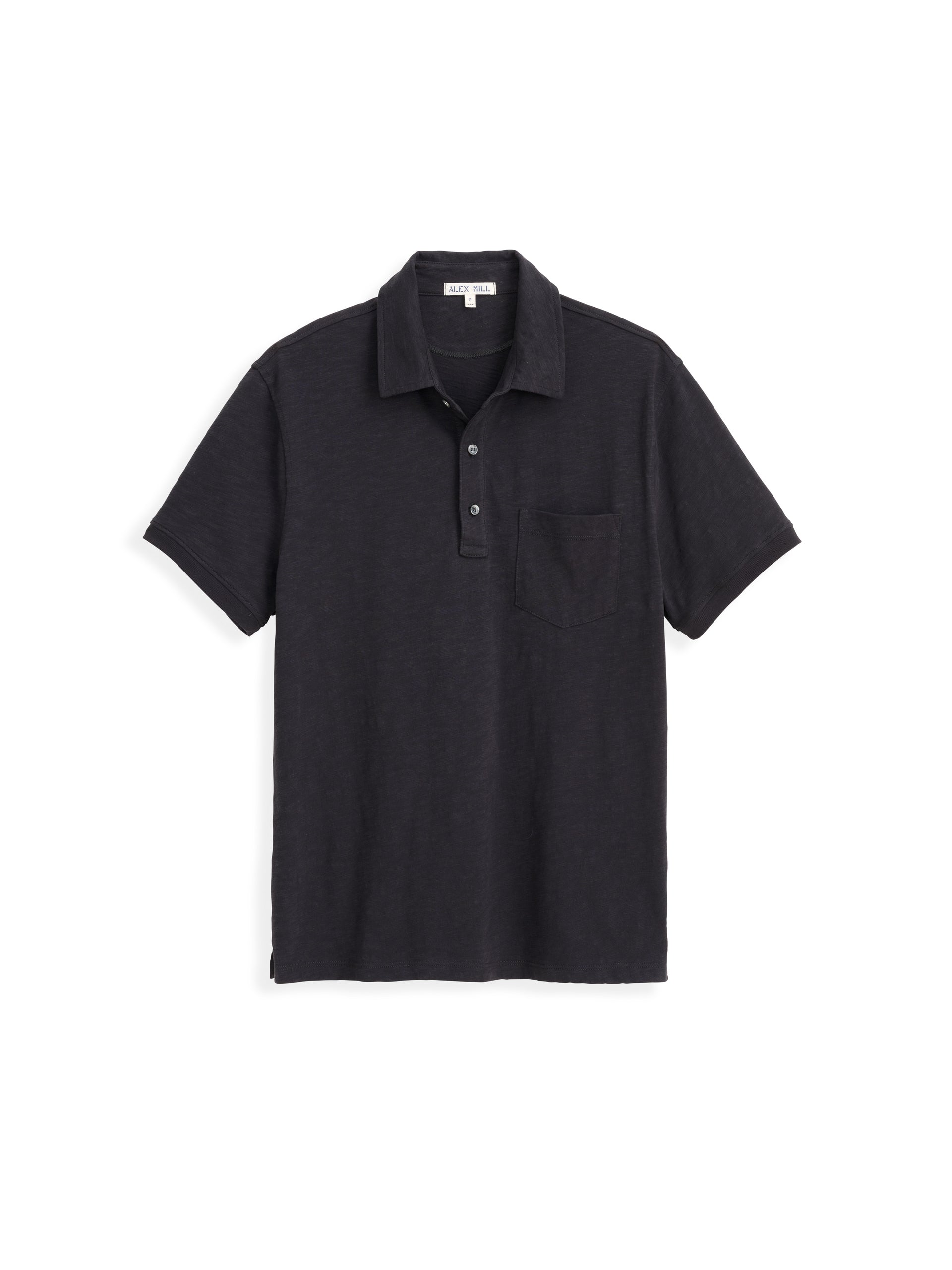 Alex Mill Standard Polo in Slub Cotton Black