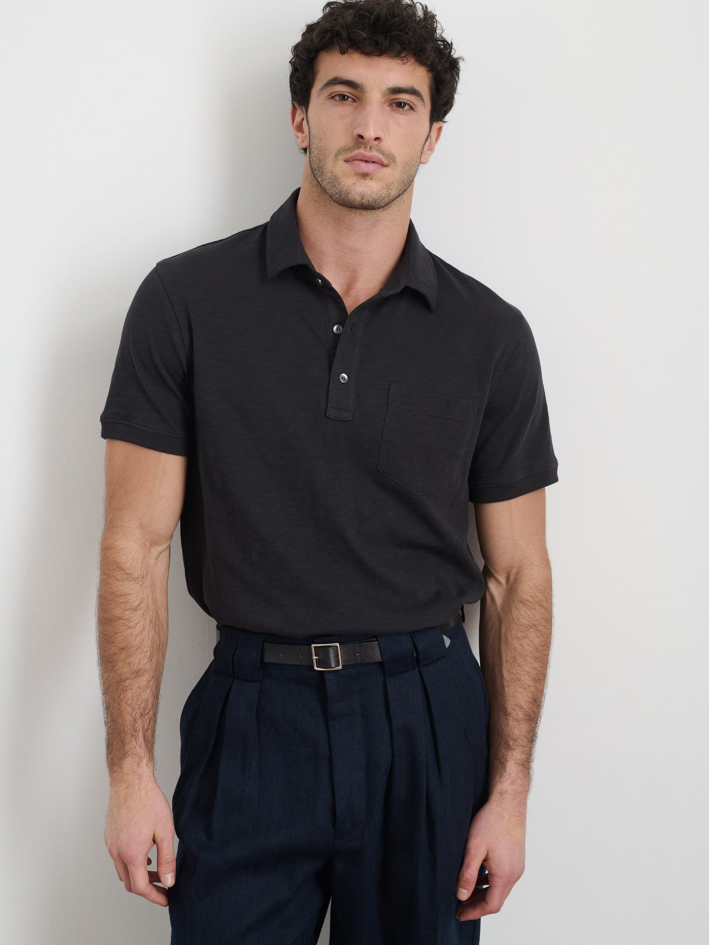 Alex Mill Standard Polo in Slub Cotton Black