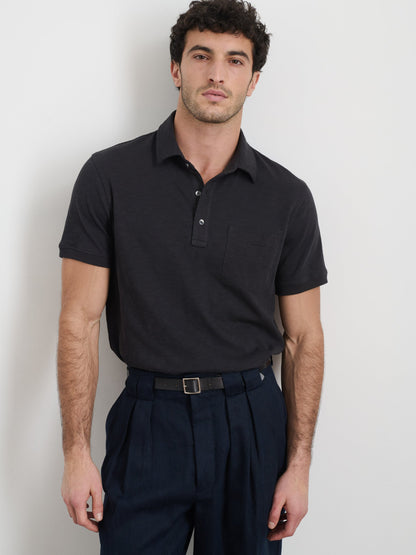 Alex Mill Standard Polo in Slub Cotton Black