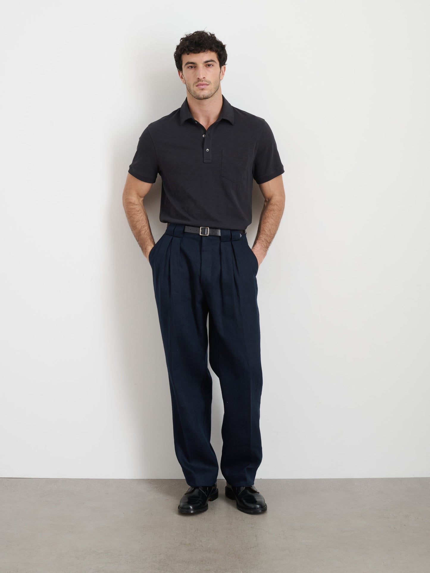 Alex Mill Standard Polo in Slub Cotton Black