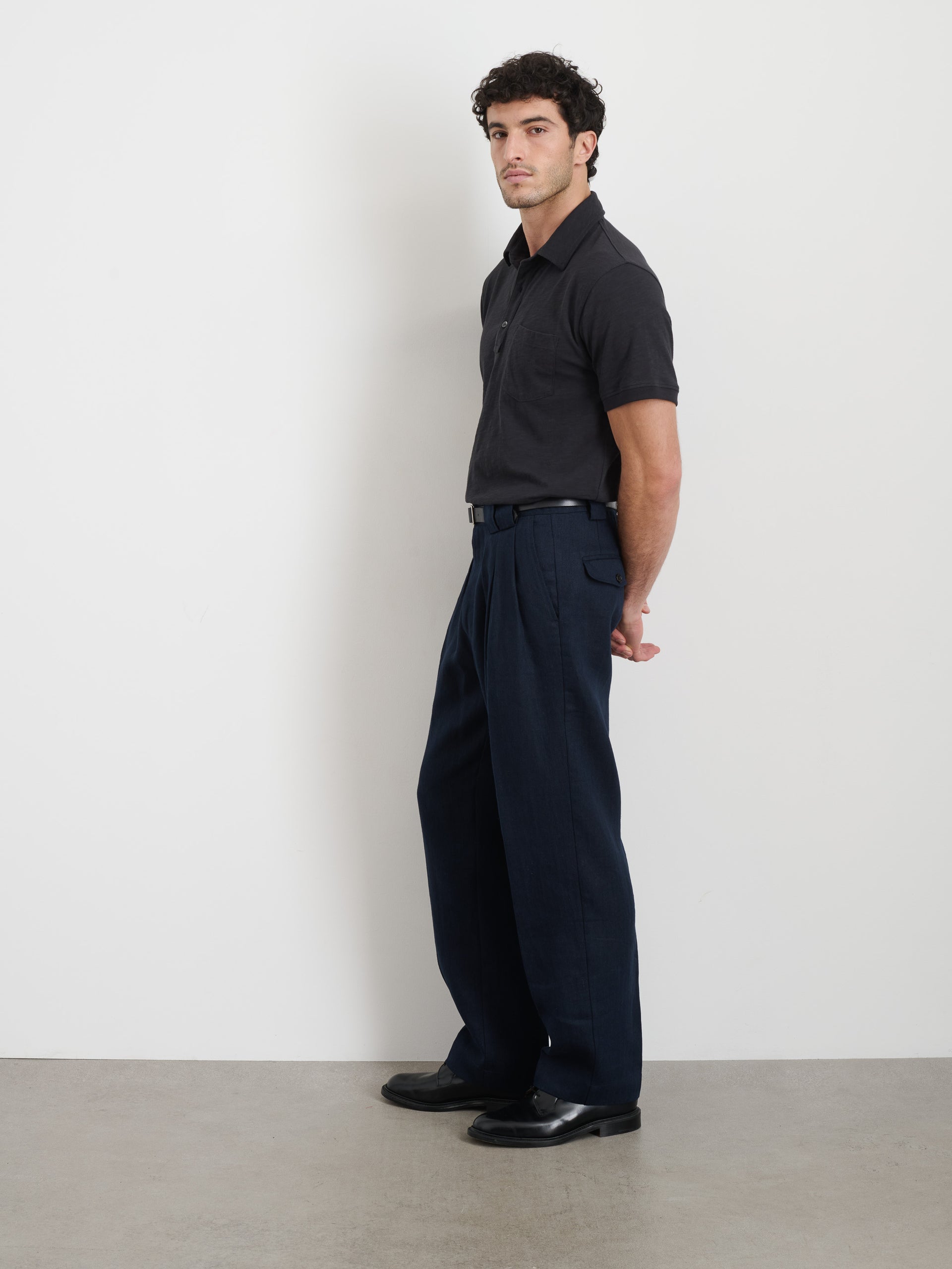 Alex Mill Standard Polo in Slub Cotton Black