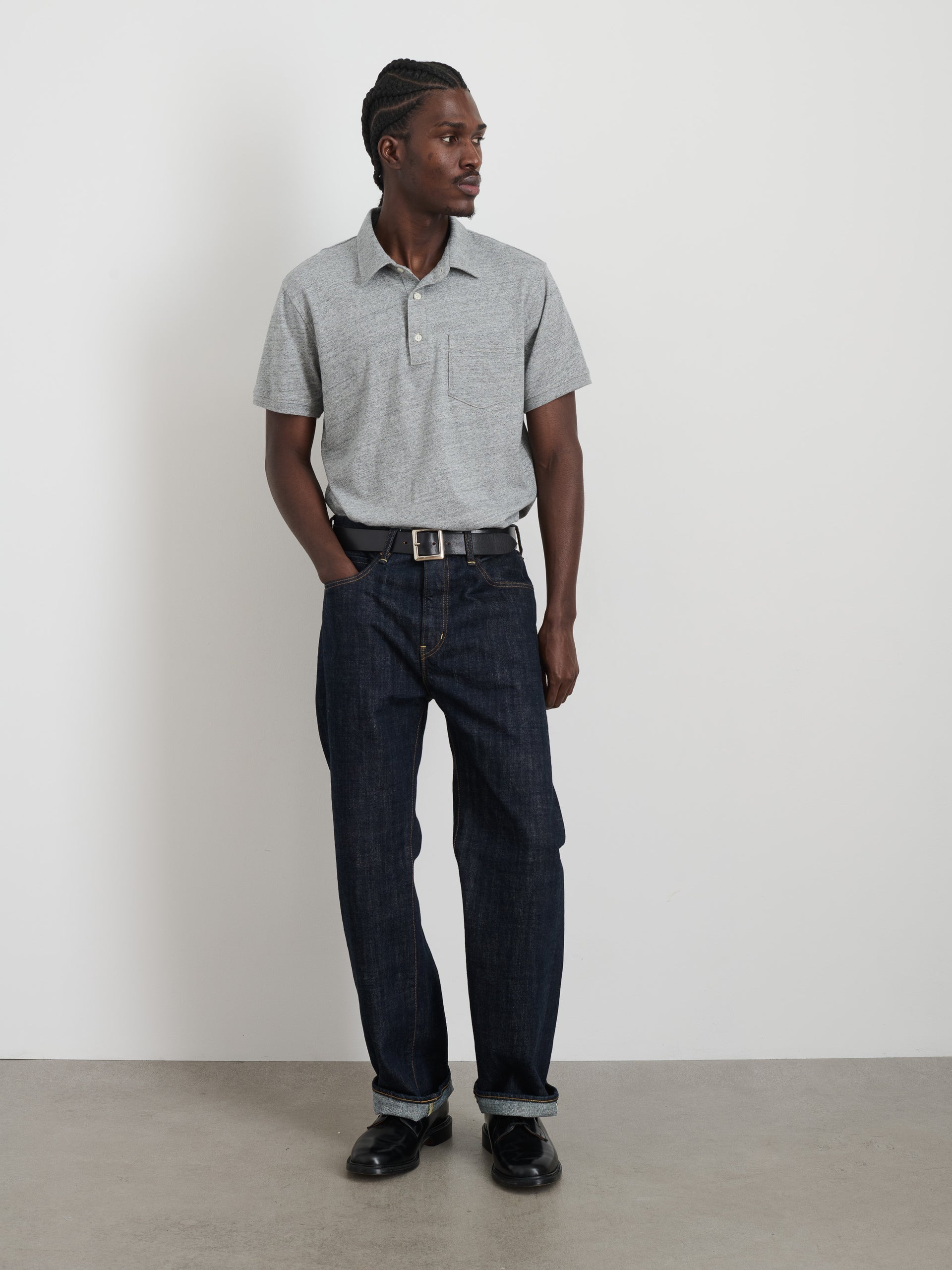 Alex Mill Standard Polo In Slub Cotton Heather Grey