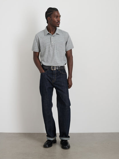 Alex Mill Standard Polo In Slub Cotton Heather Grey
