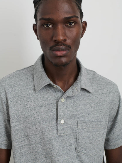 Alex Mill Standard Polo In Slub Cotton Heather Grey