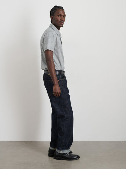 Alex Mill Standard Polo In Slub Cotton Heather Grey