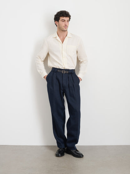 Alex Mill Daniel Pleated Trouser In Linen Herringbone
