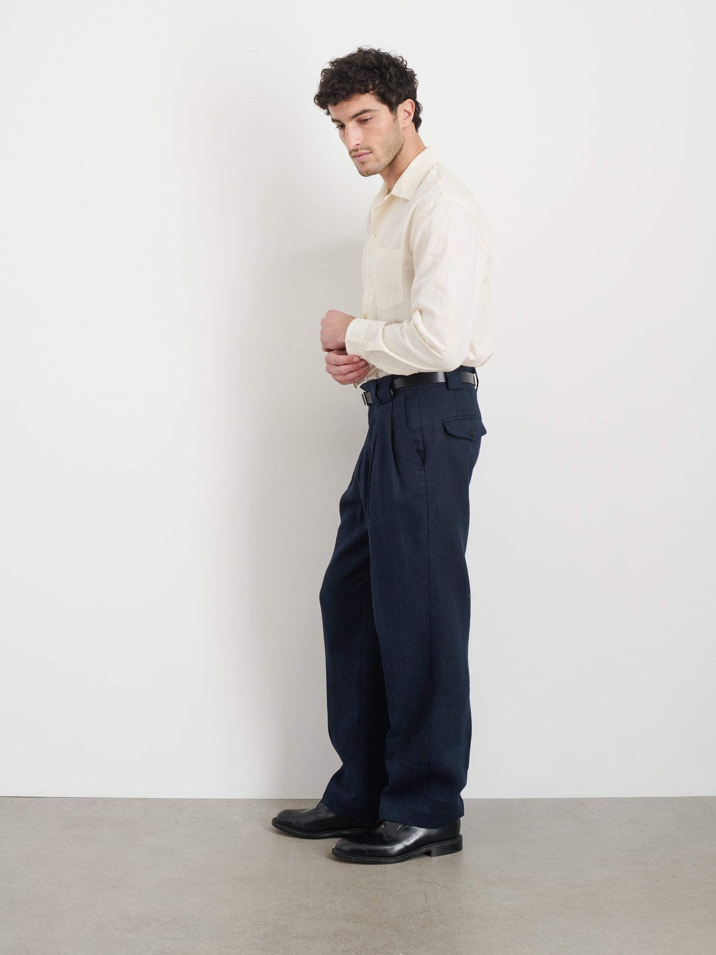 Alex Mill Daniel Pleated Trouser In Linen Herringbone