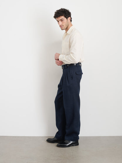 Alex Mill Daniel Pleated Trouser In Linen Herringbone