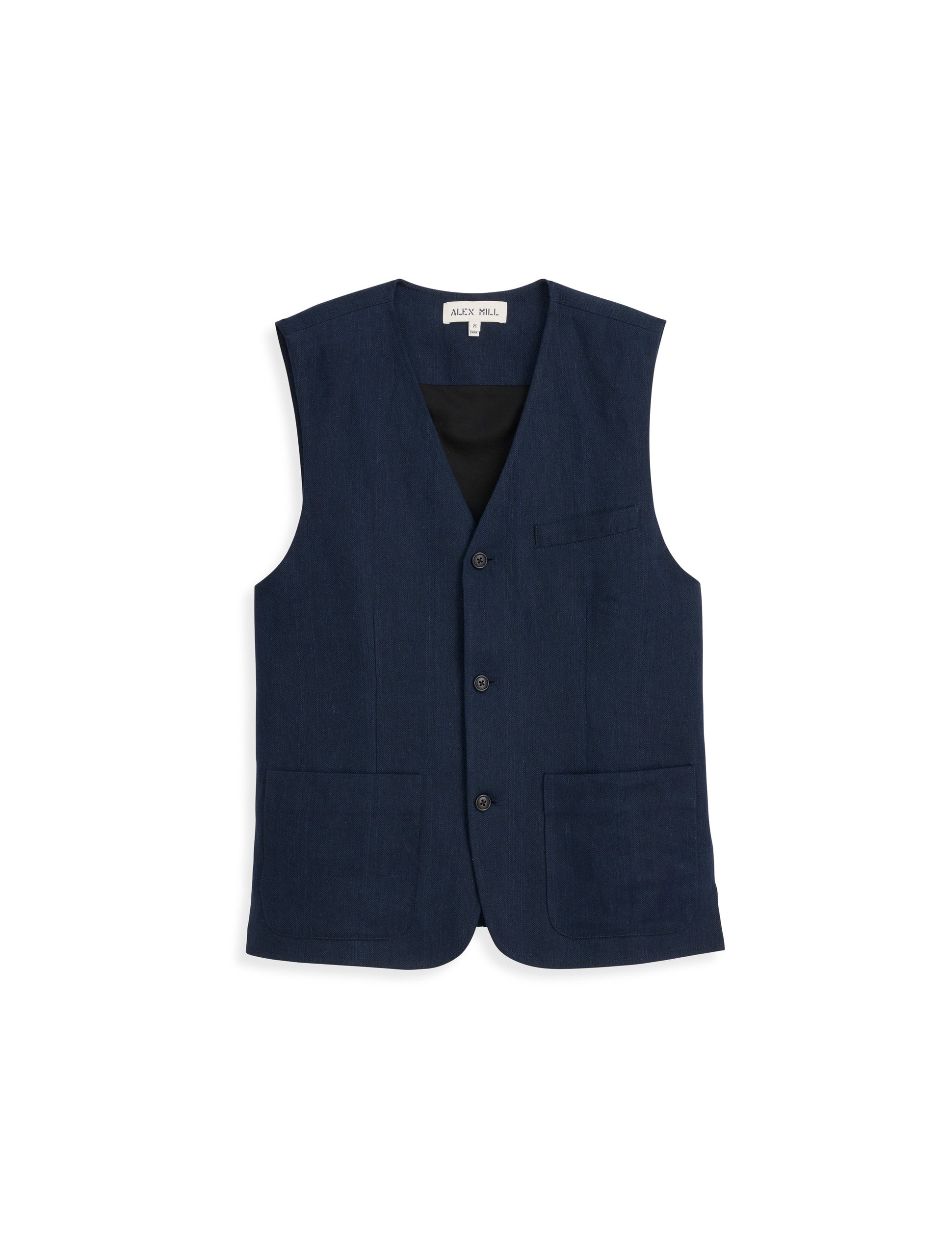 Alex Mill Daniel Vest In Linen Herringbone