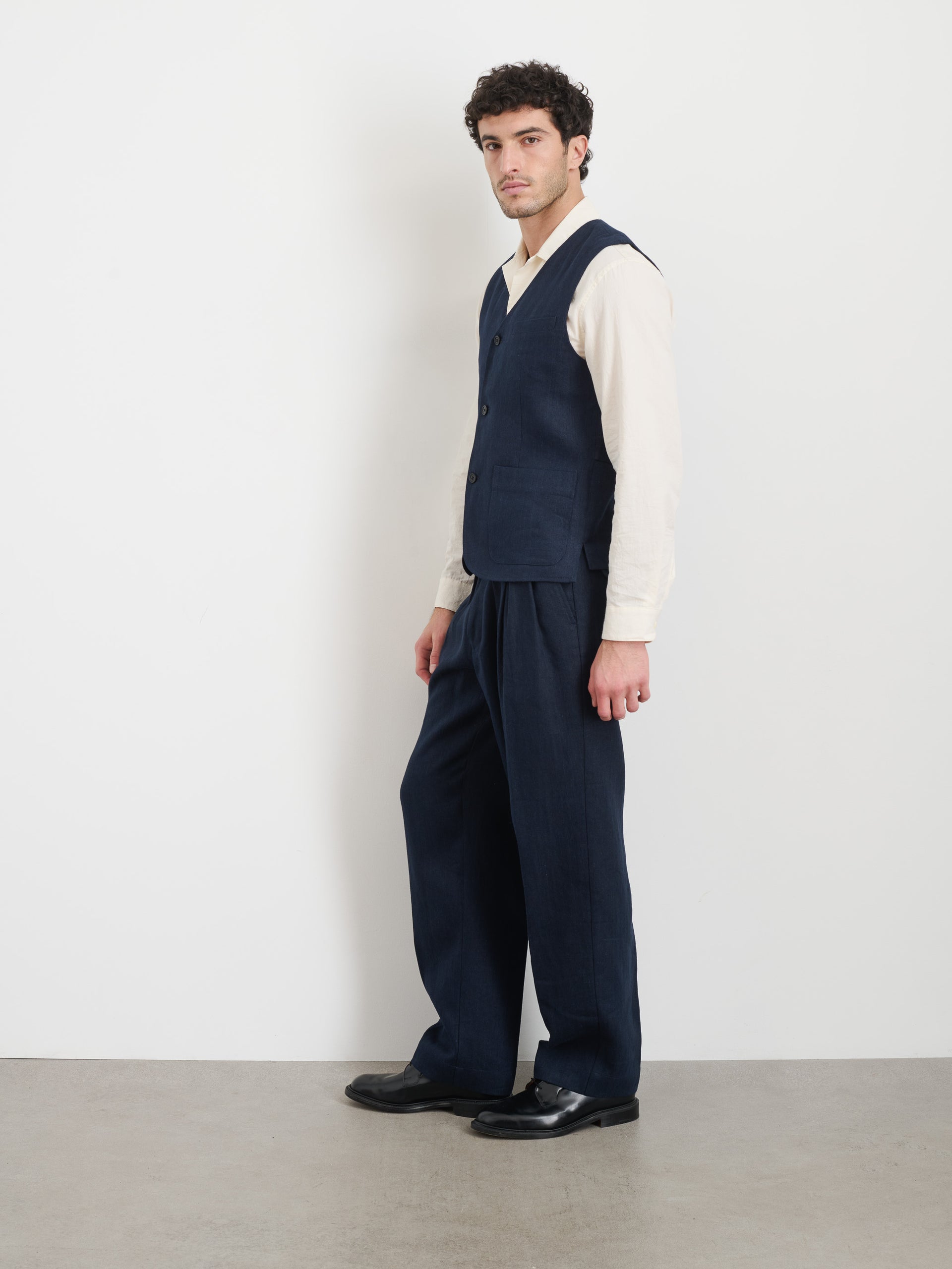 Alex Mill Daniel Vest In Linen Herringbone