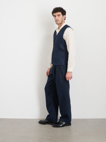 Alex Mill Daniel Vest In Linen Herringbone