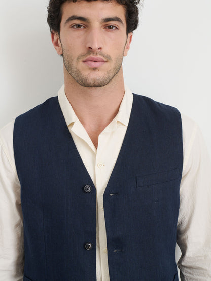Alex Mill Daniel Vest In Linen Herringbone