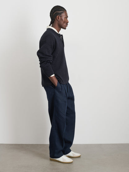 Alex Mill Sawyer Ribbed Henley Sweater Marled Navy