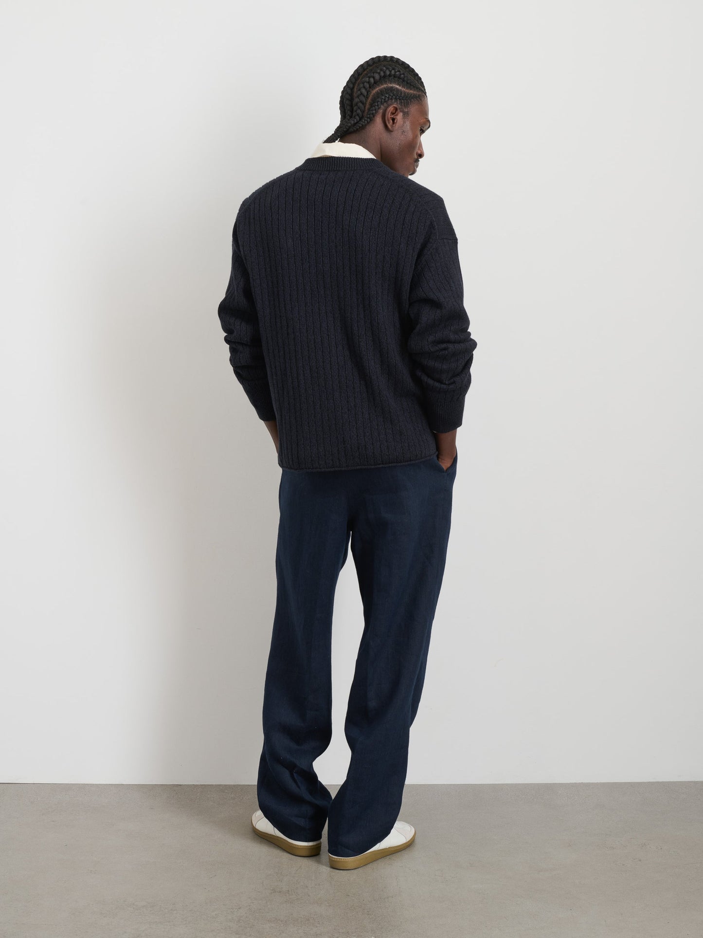 Alex Mill Sawyer Ribbed Henley Sweater Marled Navy