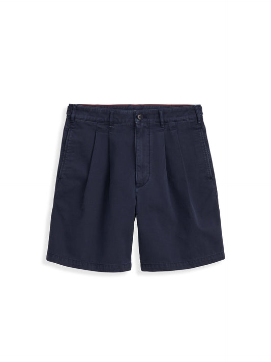Alex Mill Standard Pleated Short In Chino Dark Navy
