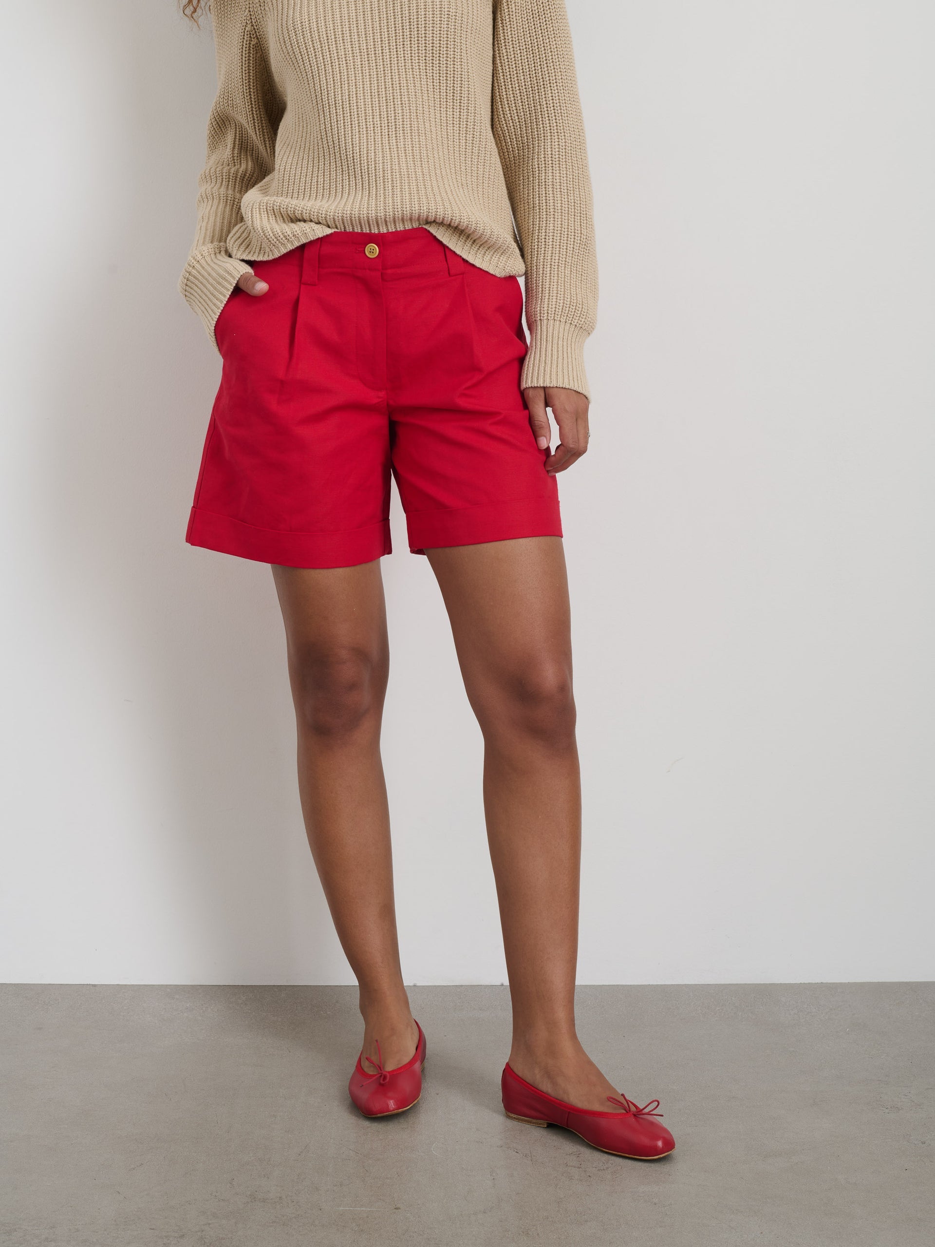 Alex Mill Soho Short In Cotton Linen Crimson