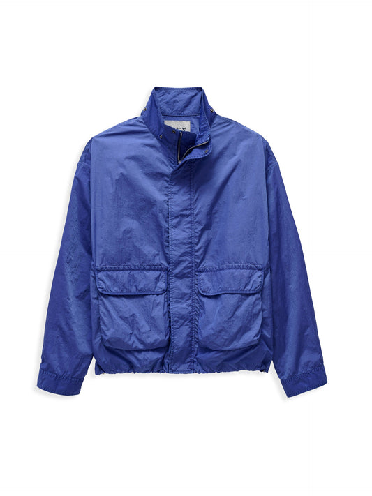 Alex Mill David Windbreaker In Garment Dyed Nylon Electric Blue