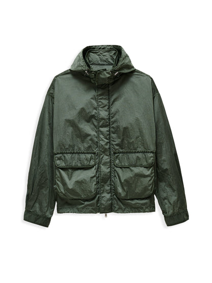 Alex Mill David Windbreaker In Garment Dyed Nylon Flight Green