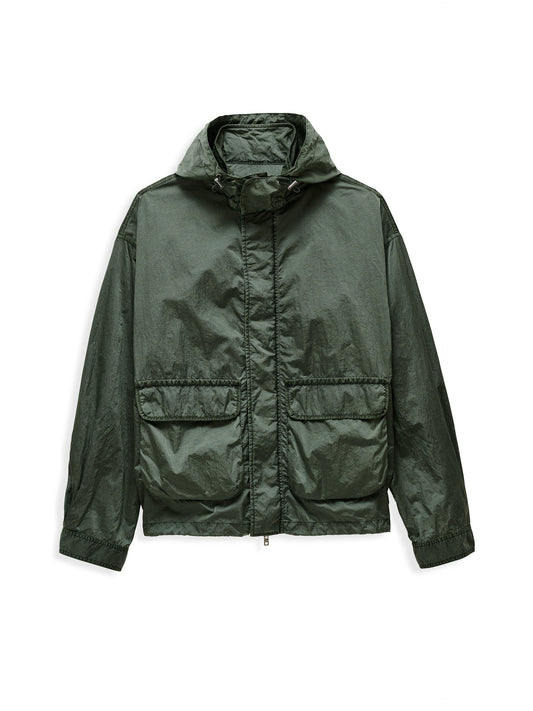 Alex Mill David Windbreaker In Garment Dyed Nylon Flight Green