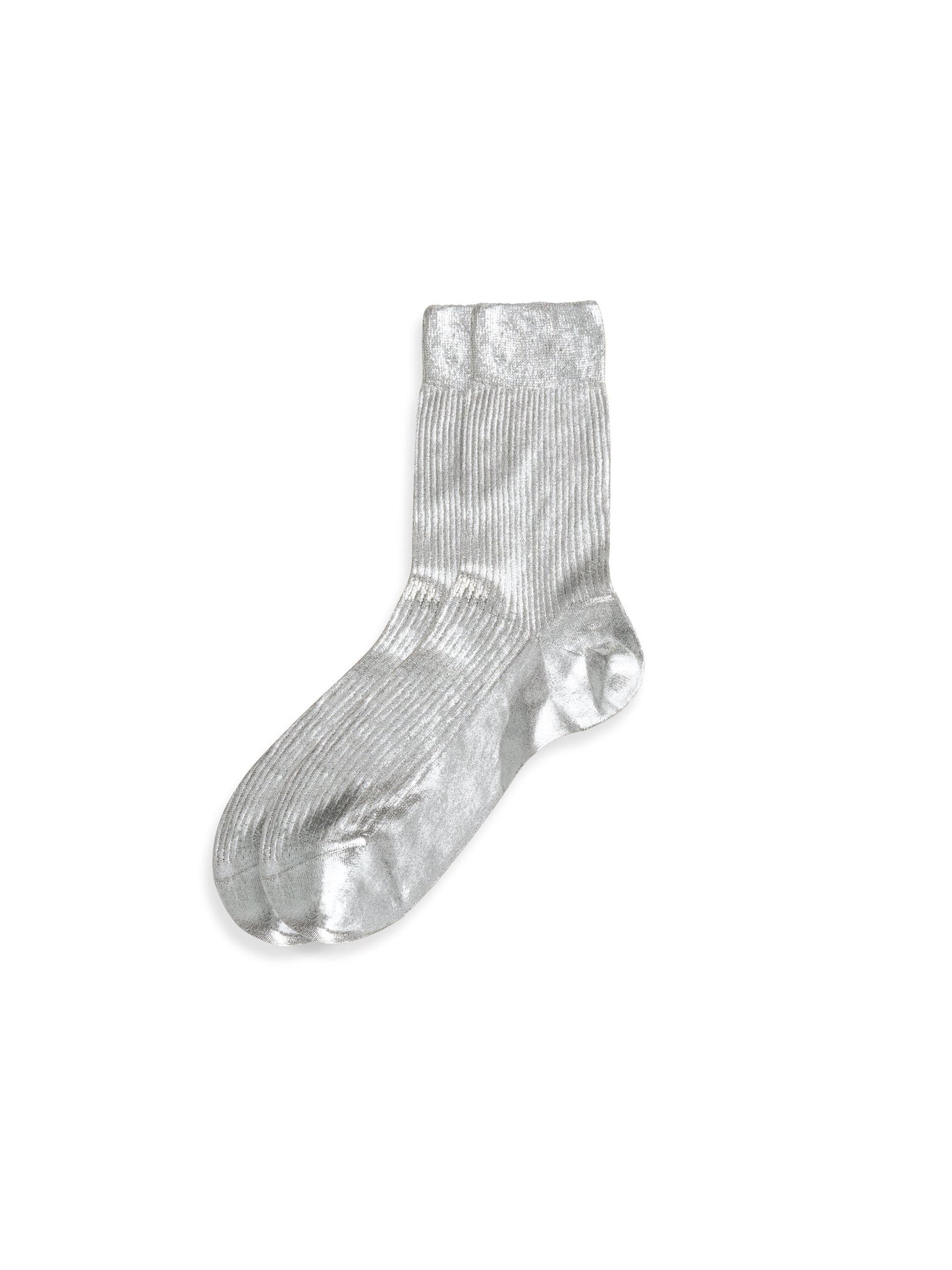 Alex Mill Maria La Rosa Ribbed Laminated Socks Silver