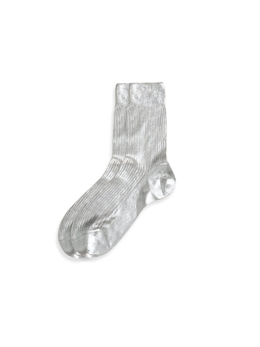 Alex Mill Maria La Rosa Ribbed Laminated Socks Silver