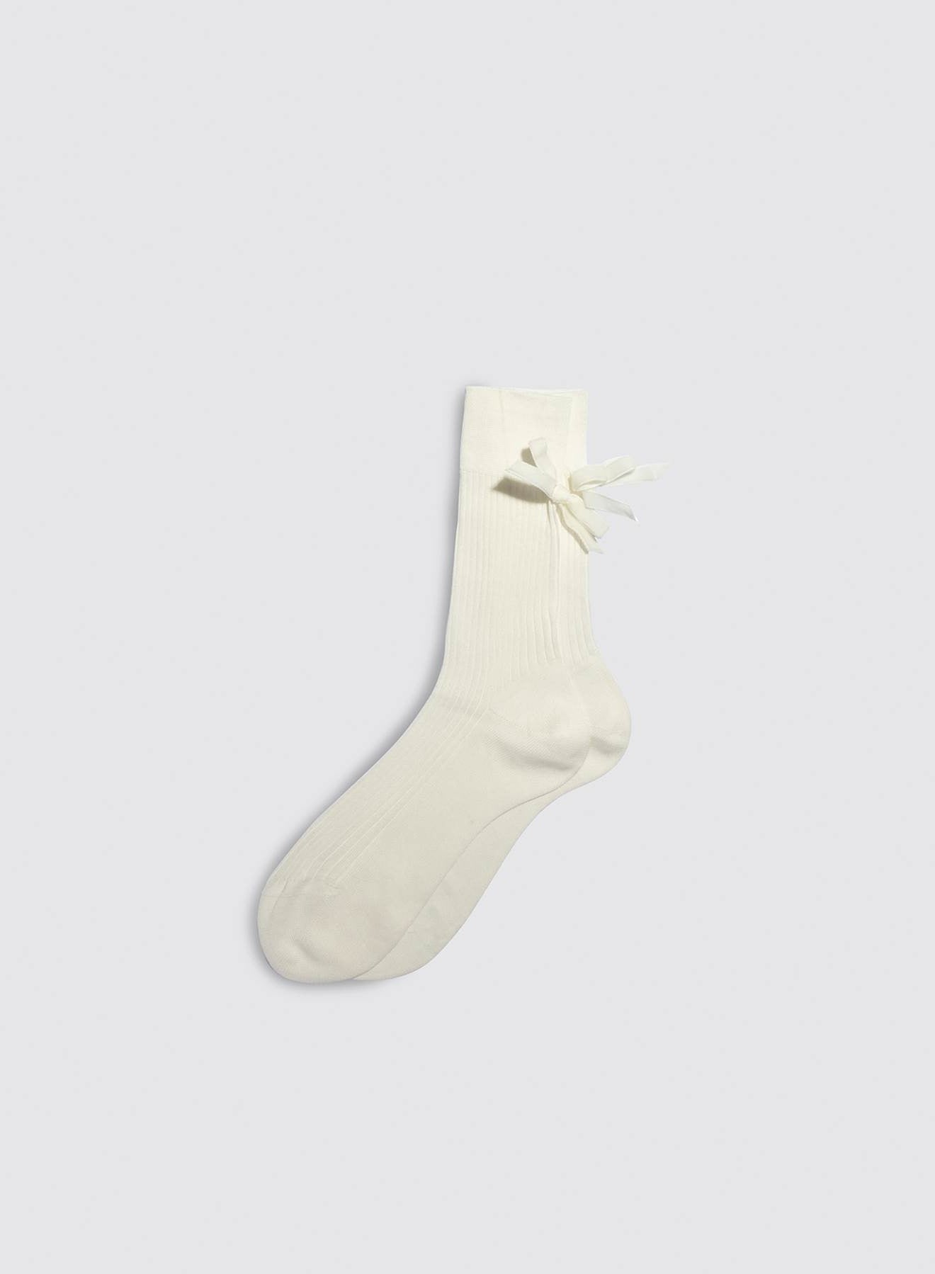 Alex Mill Maria La Rosa Cotton Ribbed Velvet Bow Socks