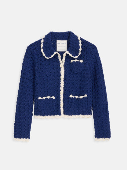 Alex Mill Molly Hand-Crochet Cardigan Navy/Ivory