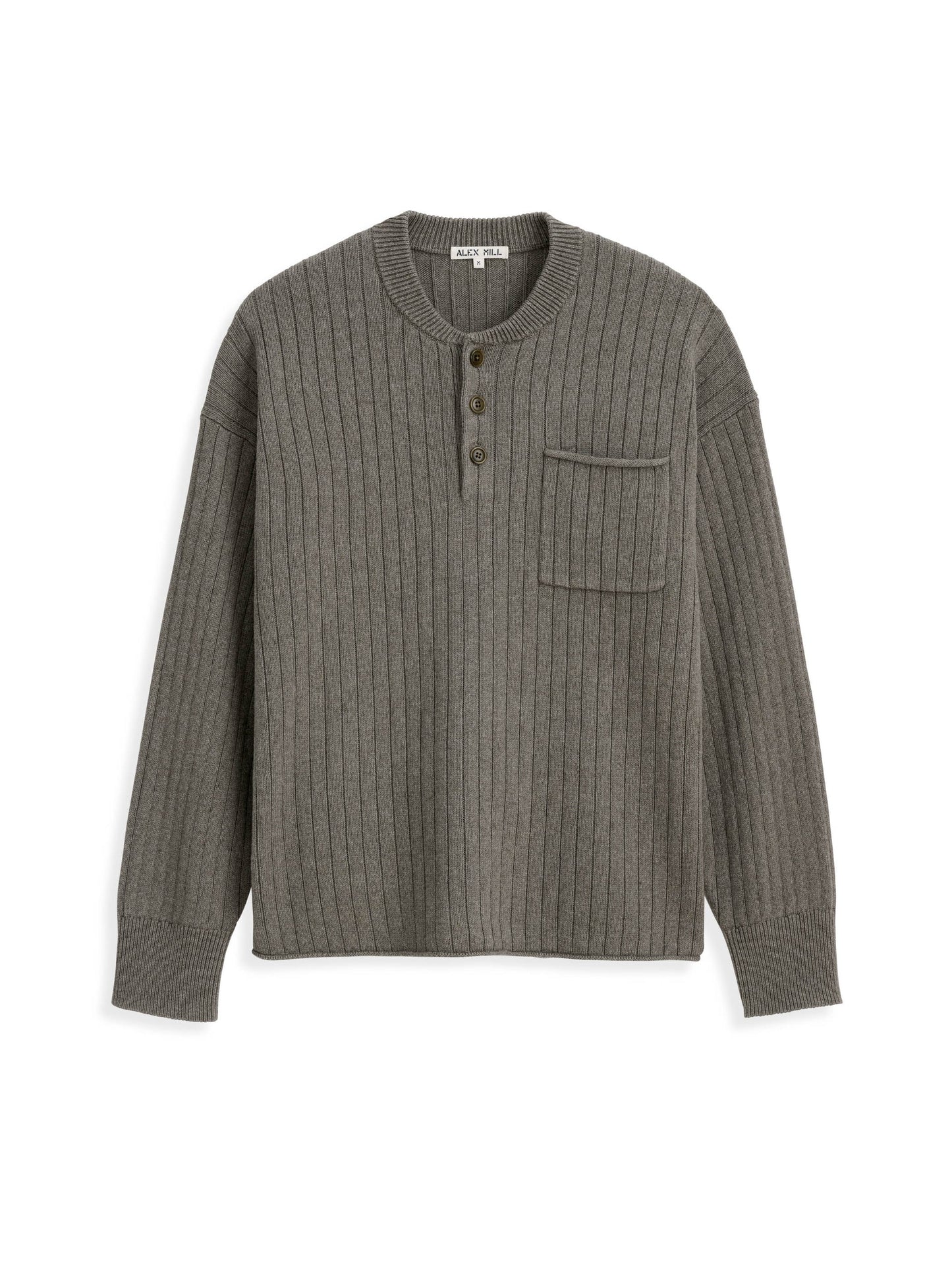 Alex Mill Sawyer Ribbed Henley Sweater Heather Olive