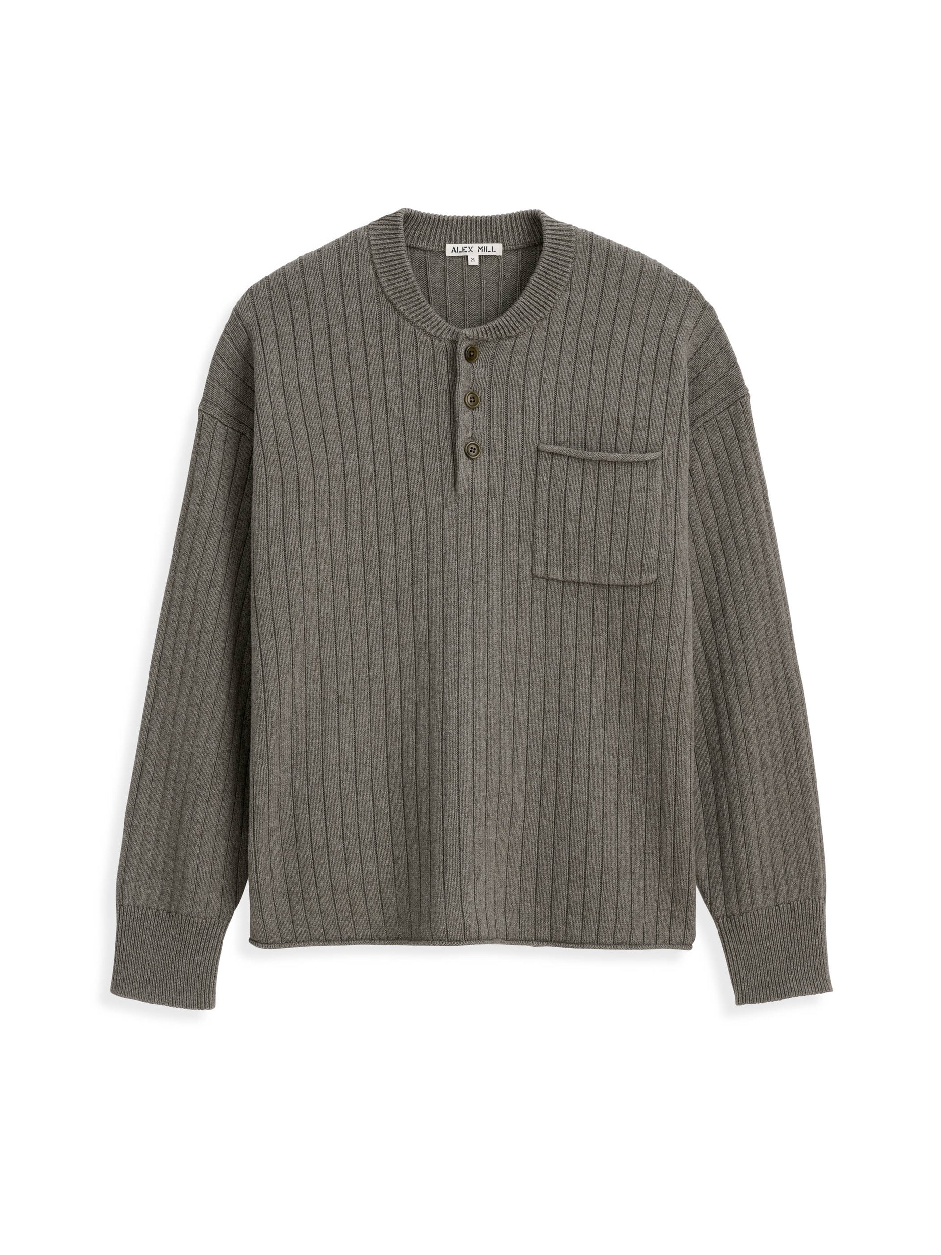 Alex Mill Sawyer Ribbed Henley Sweater Heather Olive