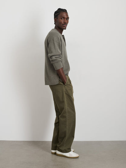 Alex Mill Sawyer Ribbed Henley Sweater Heather Olive