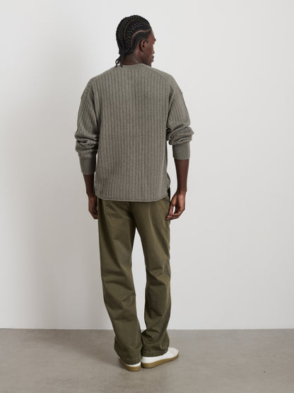 Alex Mill Sawyer Ribbed Henley Sweater Heather Olive