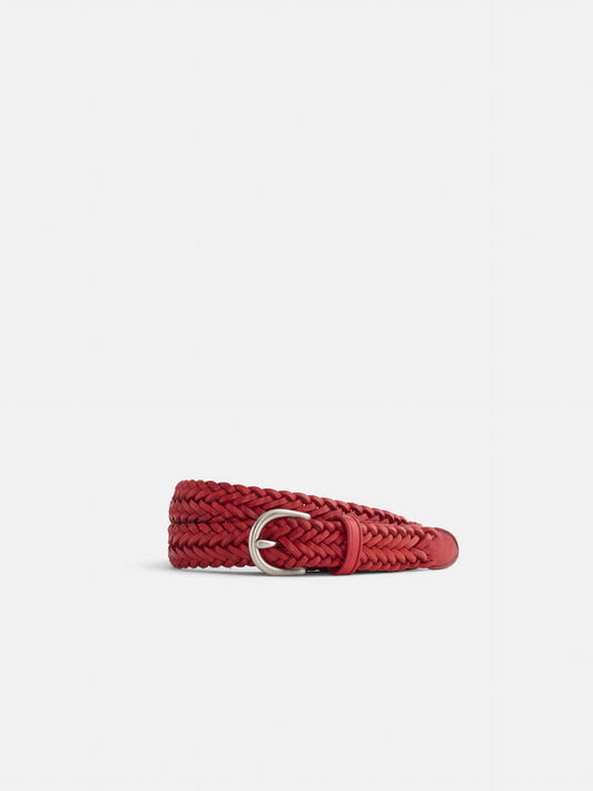 Alex Mill Dragon Diffusion Woven Leather Belt Poppy Red