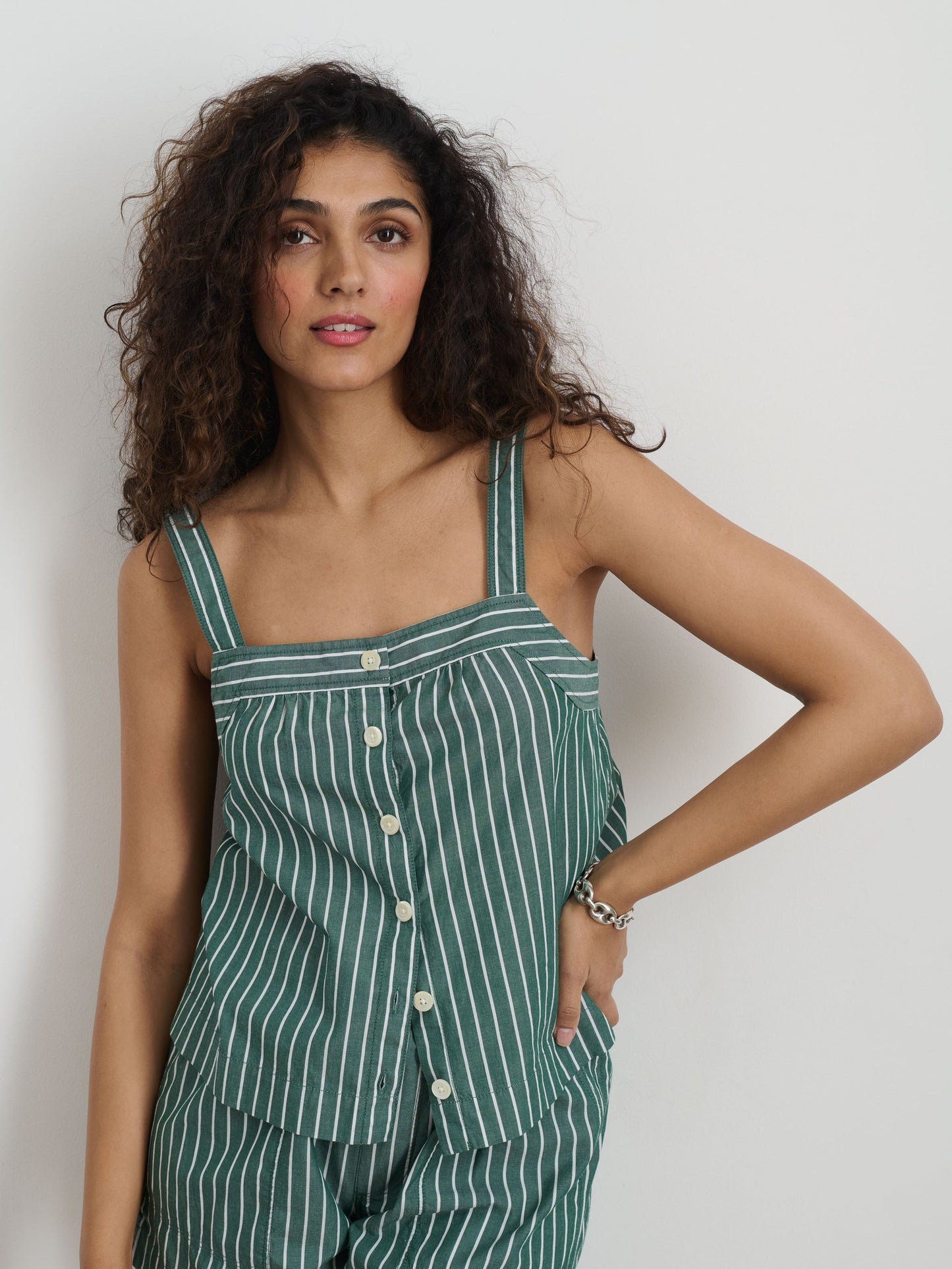 Alex Mill Montauk Striped Tank In Cotton Green/White