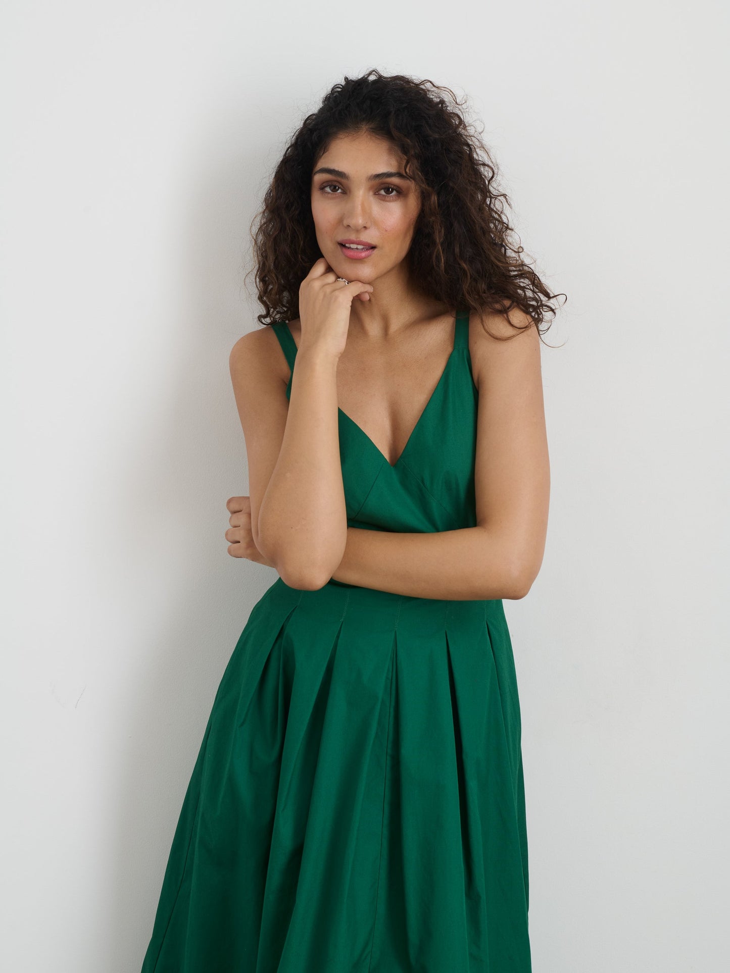 Alex Mill Abby Dress In Cotton Poplin Emerald