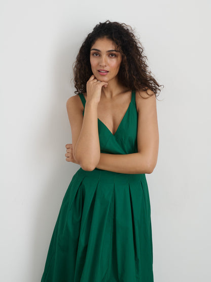 Alex Mill Abby Dress In Cotton Poplin Emerald