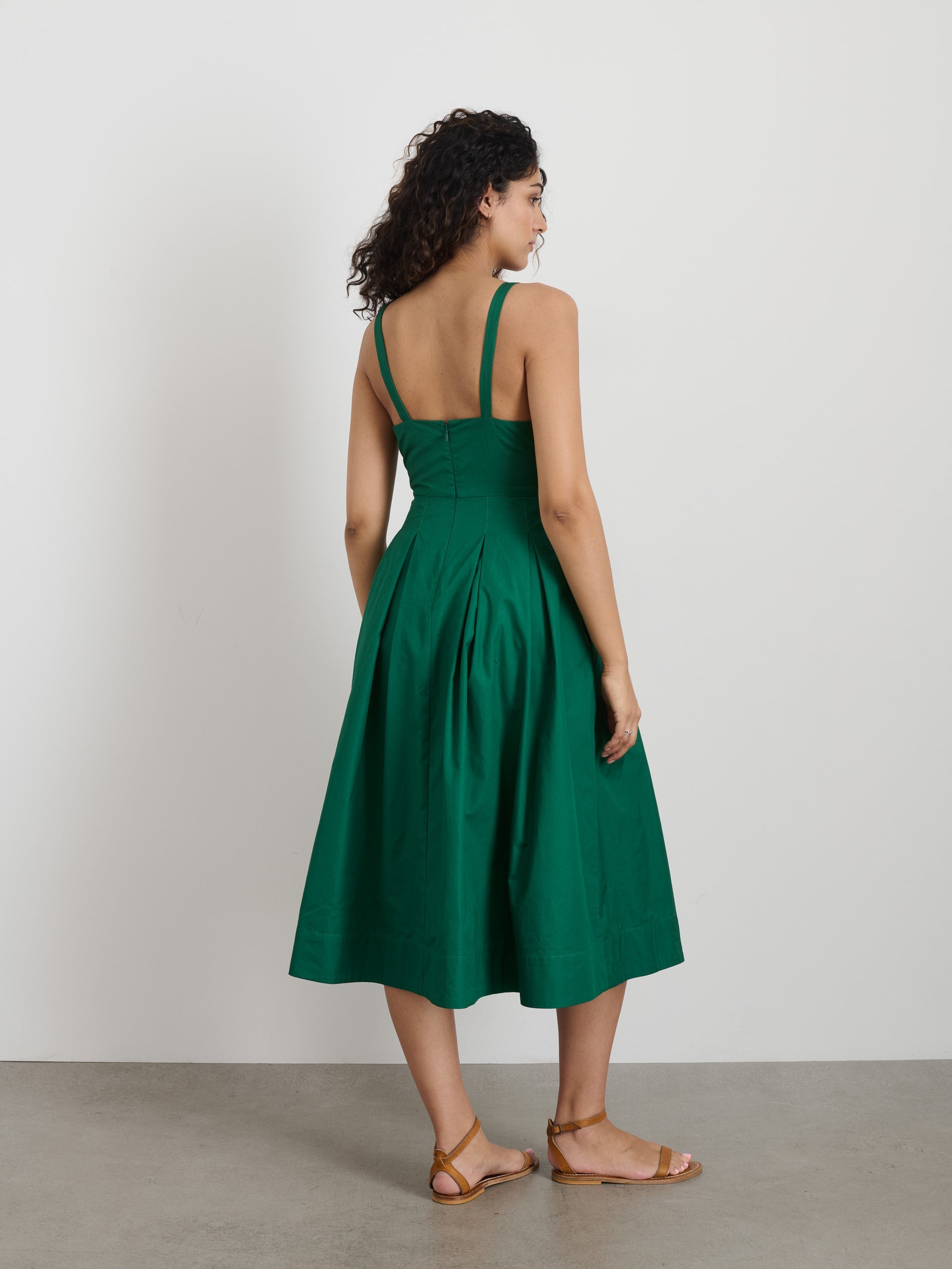 Alex Mill Abby Dress In Cotton Poplin Emerald