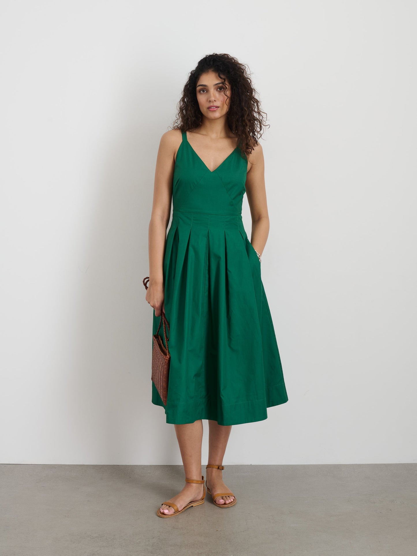 Alex Mill Abby Dress In Cotton Poplin Emerald