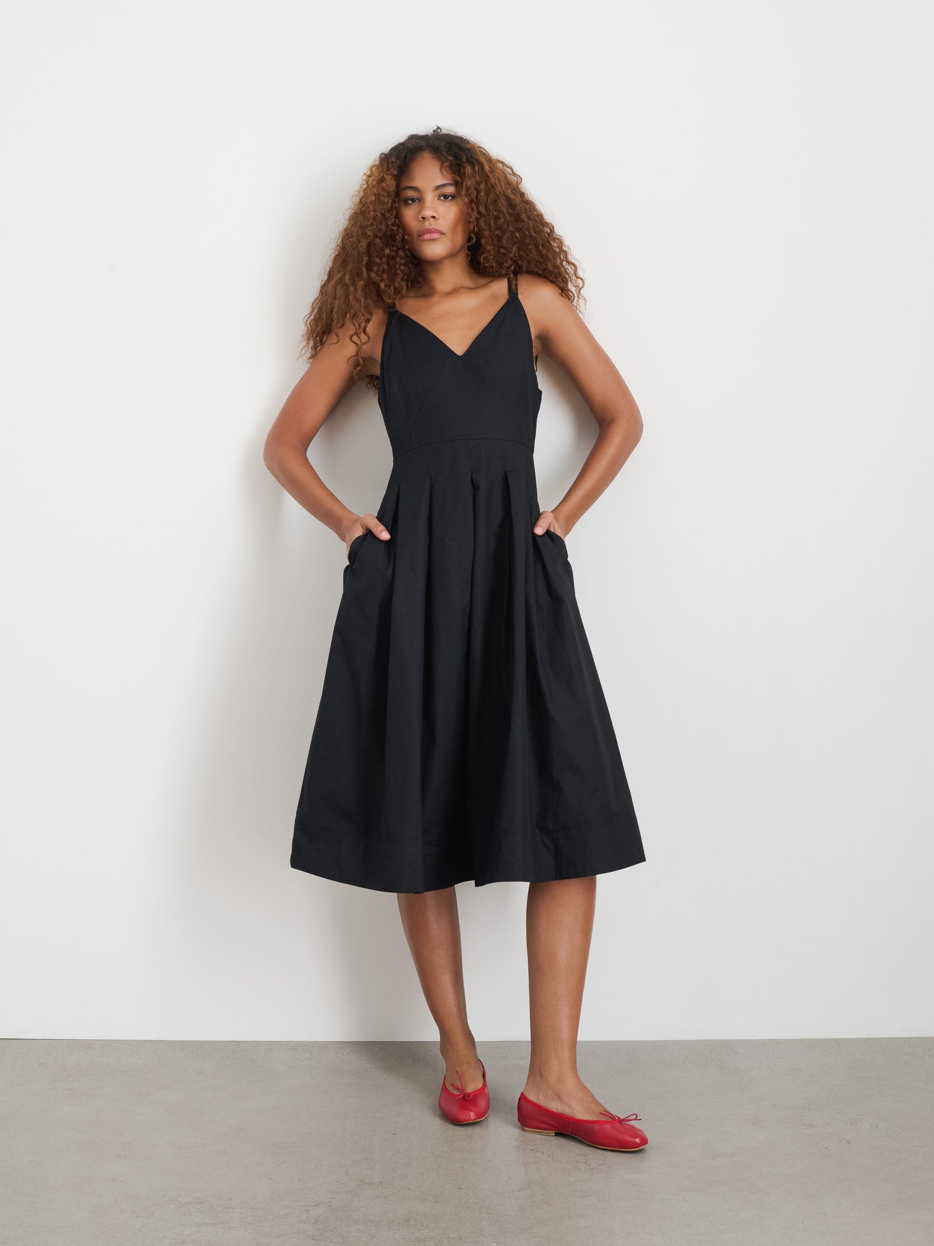 Alex Mill Abby Dress In Cotton Poplin Rich Black