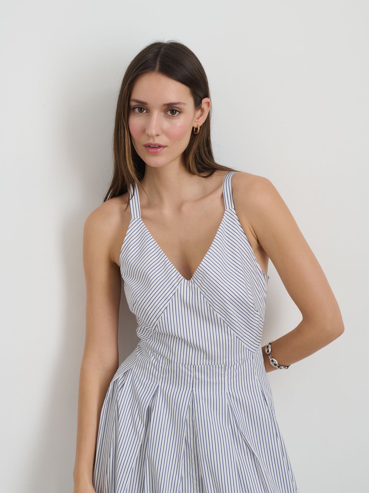Alex Mill Abby Stripe Dress In Cotton Poplin White/Blue Stripe