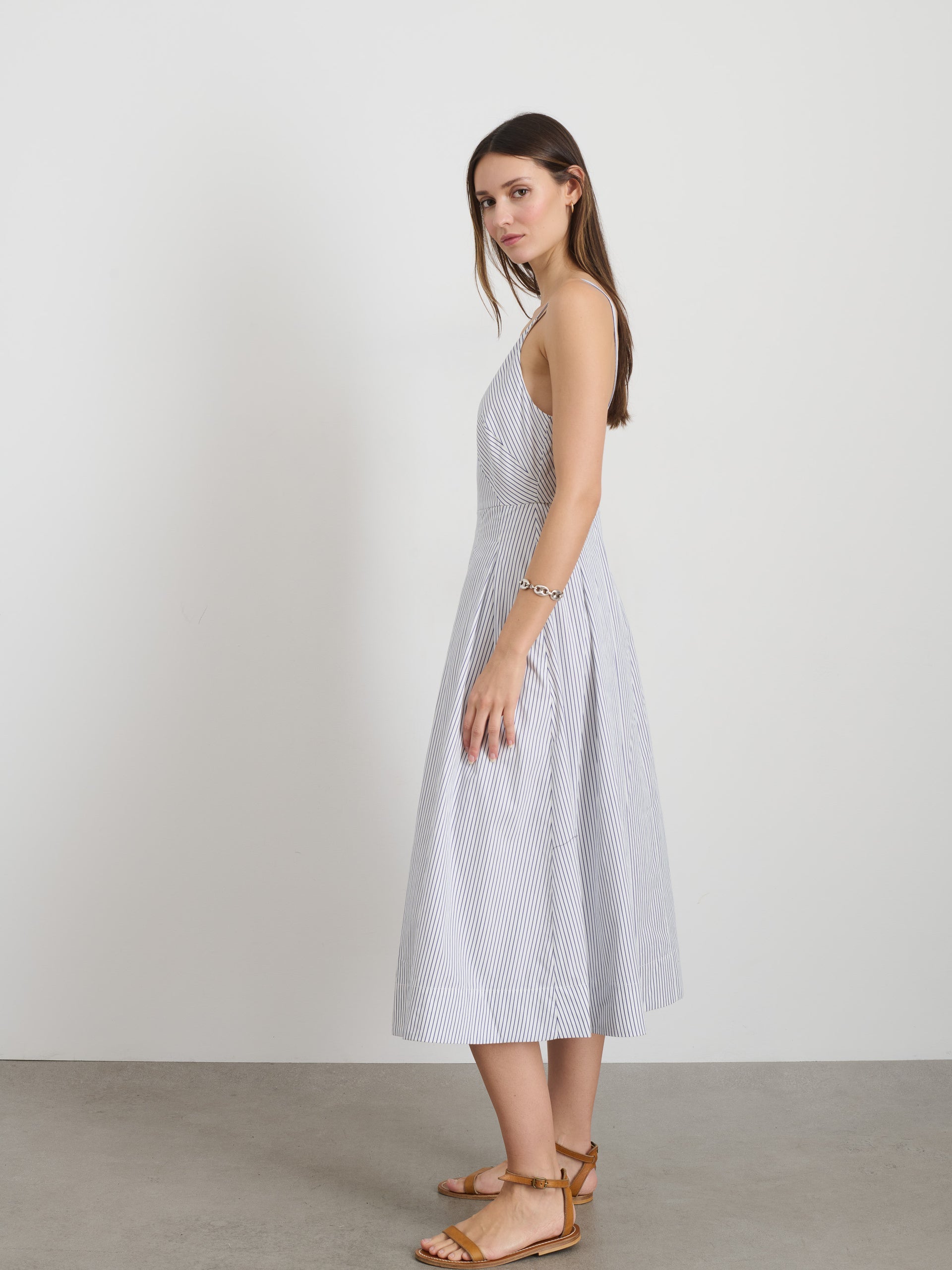 Alex Mill Abby Stripe Dress In Cotton Poplin White/Blue Stripe